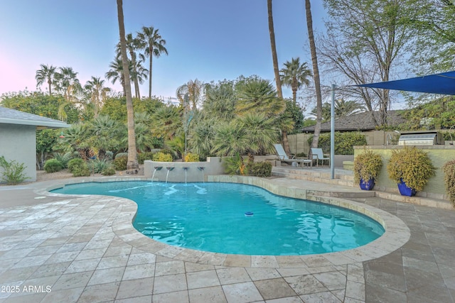 view of swimming pool featuring a patio area