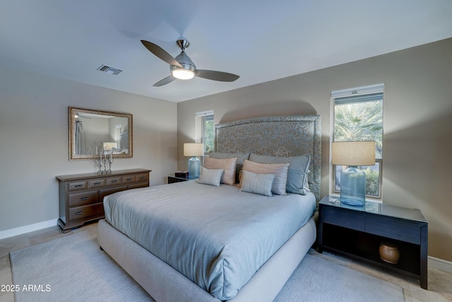 bedroom featuring ceiling fan