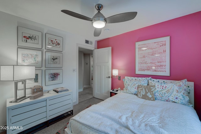 bedroom featuring ceiling fan