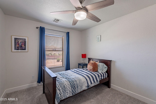 3047 S Mandy St, Mesa, AZ 85212 - carpeted bedroom featuring a ceiling fan and a textured ceiling