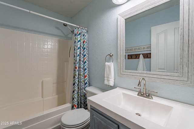 3047 S Mandy St, Mesa, AZ 85212 - full bathroom with shower / bath combination with curtain, a textured wall, and vanity