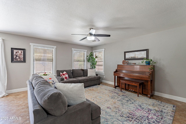 3047 S Mandy St, Mesa, AZ 85212 - living room with ceiling fan and a textured ceiling