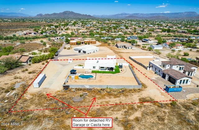 bird's eye view featuring a mountain view