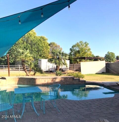 view of swimming pool with a patio area