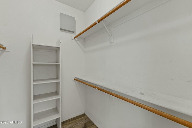 spacious closet with wood finished floors