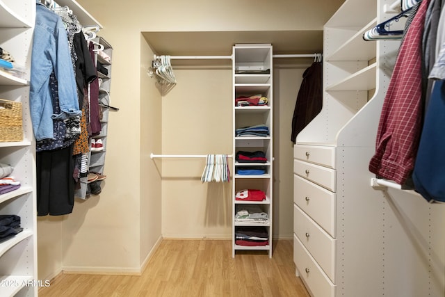 walk in closet featuring light wood-type flooring