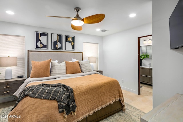 bedroom featuring ceiling fan