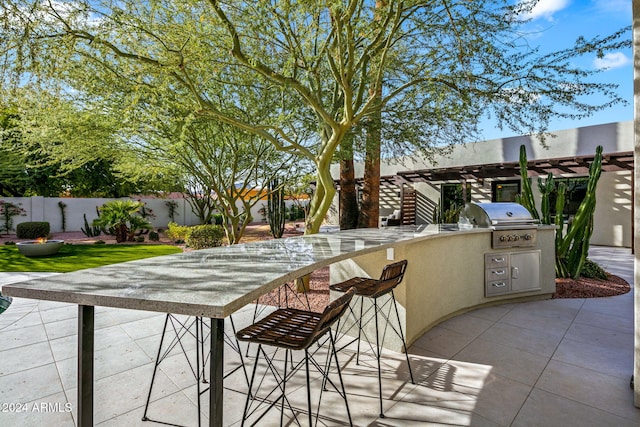 view of patio / terrace featuring a pergola and area for grilling