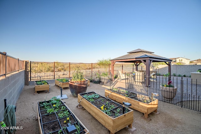 view of patio featuring a gazebo