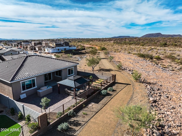 aerial view featuring a mountain view