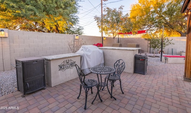 view of patio / terrace featuring area for grilling and exterior bar