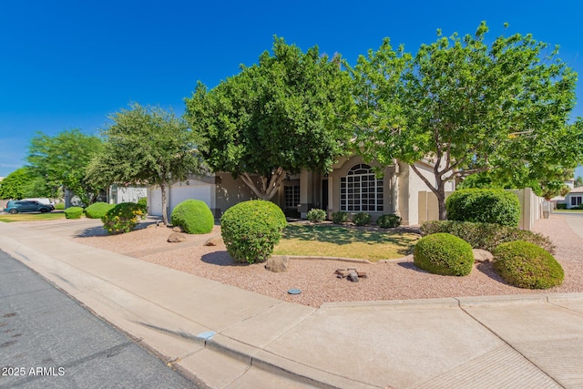 1802 W Encinas St, Gilbert, AZ 85233 - obstructed view of property with an attached garage, stucco siding, and a front lawn