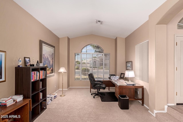 1802 W Encinas St, Gilbert, AZ 85233 - office space with carpet flooring, vaulted ceiling, and baseboards