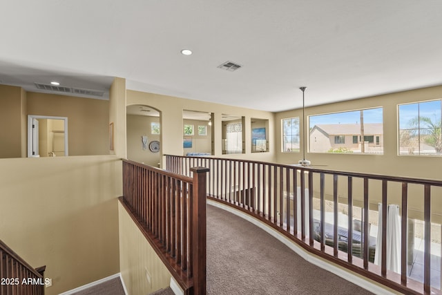 14430 W Windsor Ave, Goodyear, AZ 85395 - hallway with plenty of natural light, carpet, recessed lighting, and an upstairs landing