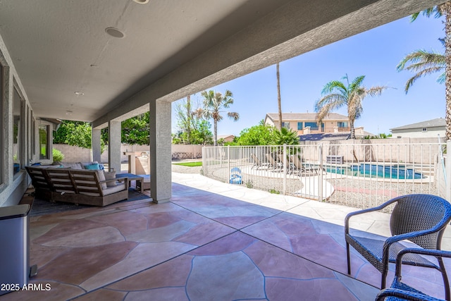 14430 W Windsor Ave, Goodyear, AZ 85395 - view of patio with an outdoor hangout area and a fenced backyard