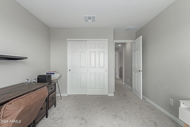 view of carpeted home office