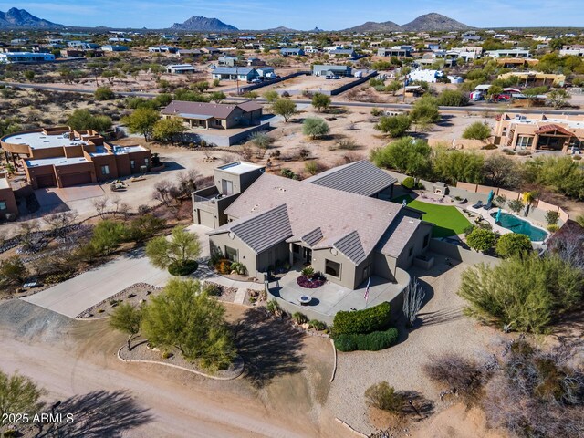 aerial view with a residential view and a mountain view