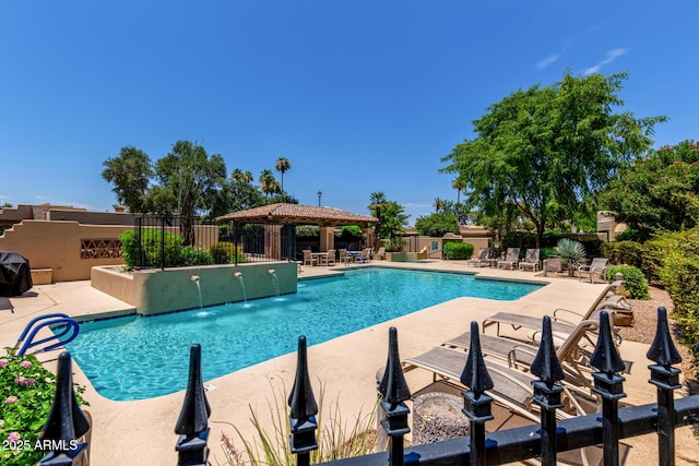 7955 E Chaparral Rd Unit 17, Scottsdale, AZ 85250 - view of pool with a gazebo and a patio