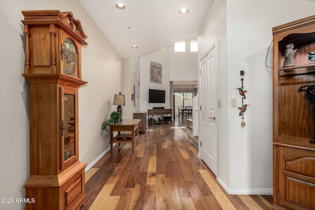 7955 E Chaparral Rd Unit 17, Scottsdale, AZ 85250 - entryway with hardwood / wood-style floors, recessed lighting, and lofted ceiling