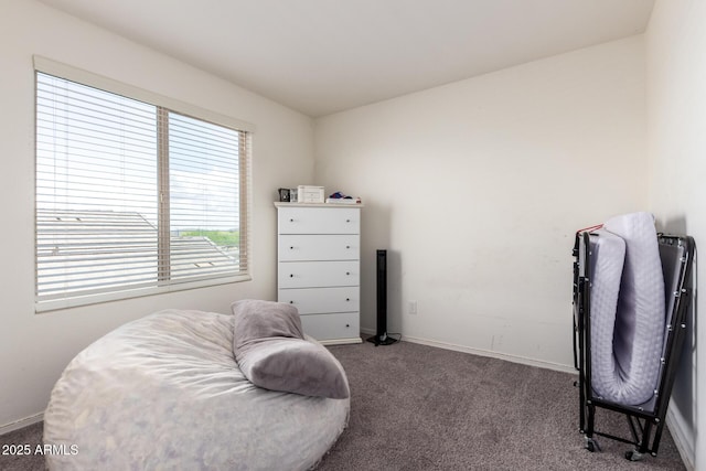 carpeted bedroom featuring baseboards