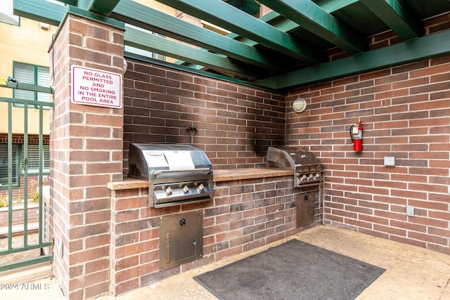 view of patio / terrace with area for grilling and exterior kitchen