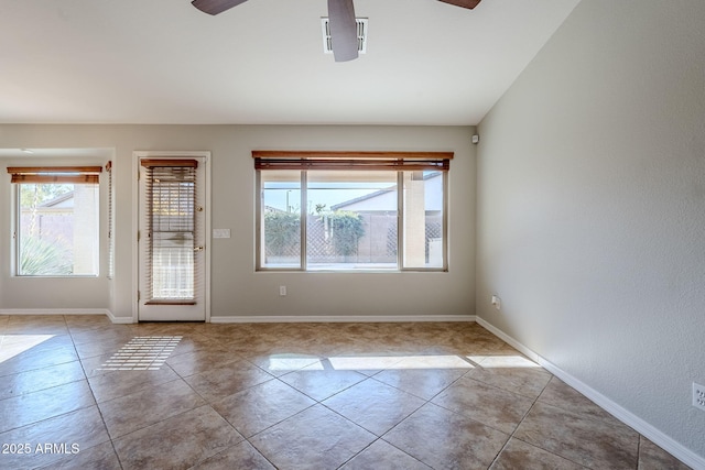 3649 E Hazeltine Way, Chandler, AZ 85249 - tiled empty room with a ceiling fan and baseboards