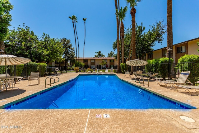 view of pool featuring a patio area