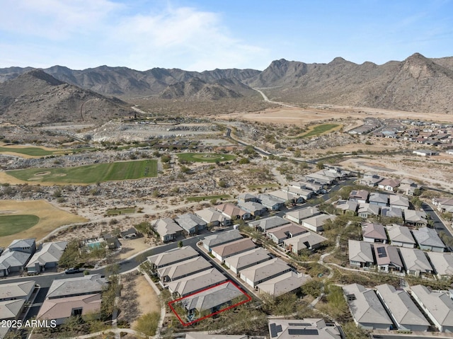 drone / aerial view with a mountain view