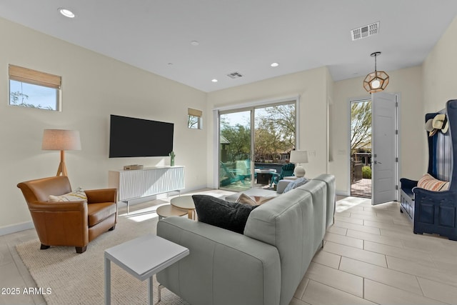 view of tiled living room