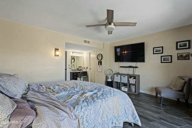 bedroom featuring ceiling fan