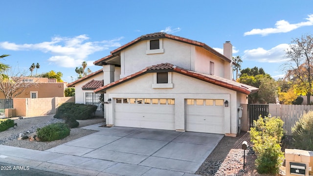 view of front of house with a garage