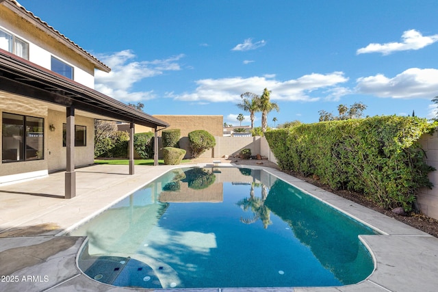 view of swimming pool with a patio area