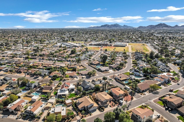 drone / aerial view with a mountain view