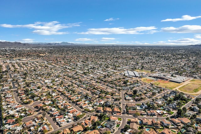 bird's eye view with a mountain view