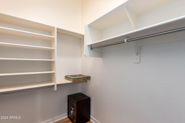 walk in closet featuring wood-type flooring