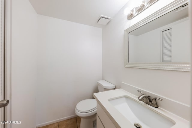 bathroom with tile patterned flooring, toilet, and vanity