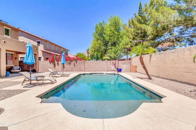 742 E Kingbird Dr, Gilbert, AZ 85297 - view of pool with a patio area and a fenced backyard