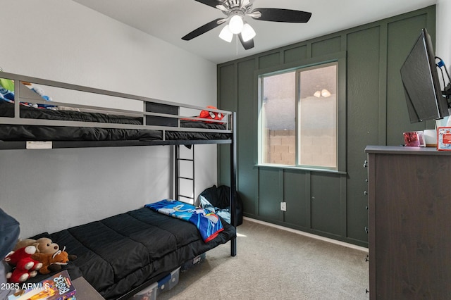 bedroom with carpet floors and ceiling fan