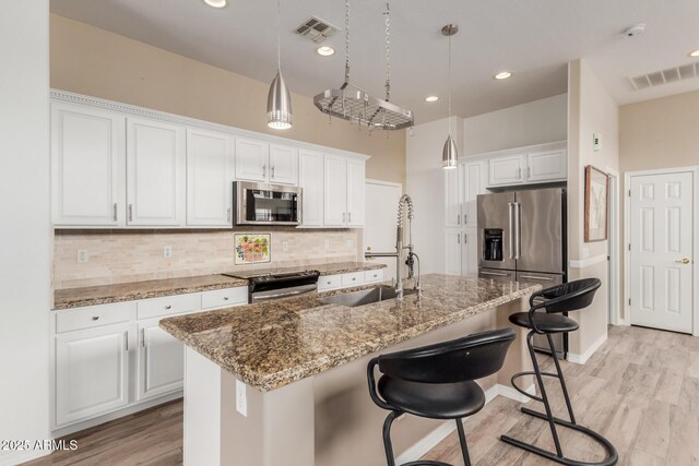 12841 N 19th St, Phoenix, AZ 85022 - kitchen with a sink, white cabinets, visible vents, and appliances with stainless steel finishes