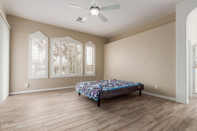 12841 N 19th St, Phoenix, AZ 85022 - bedroom with ceiling fan, baseboards, light wood finished floors, and visible vents