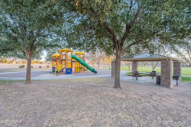 community play area with a gazebo