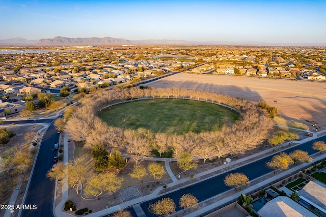 aerial view with a mountain view and a residential view