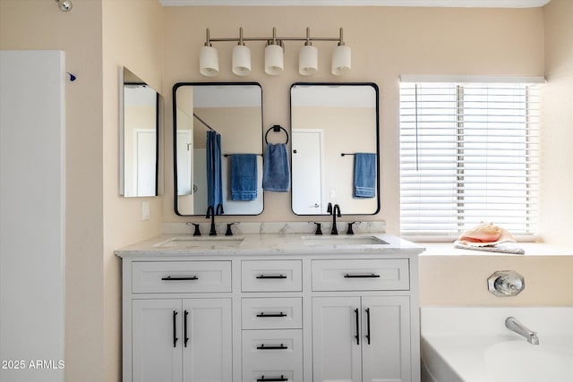 3021 E Harmony Cir, Mesa, AZ 85204 - full bathroom featuring a bath and double vanity