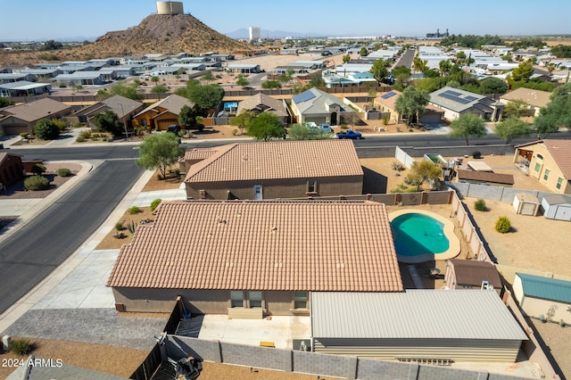 aerial view with a mountain view