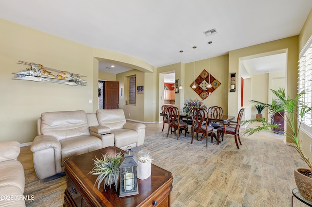 living room with hardwood / wood-style flooring