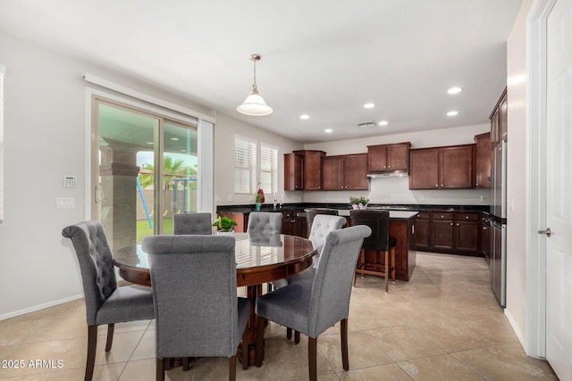 1876 E Azalea Ct, Gilbert, AZ 85298 - dining area with recessed lighting, light tile patterned floors, and baseboards