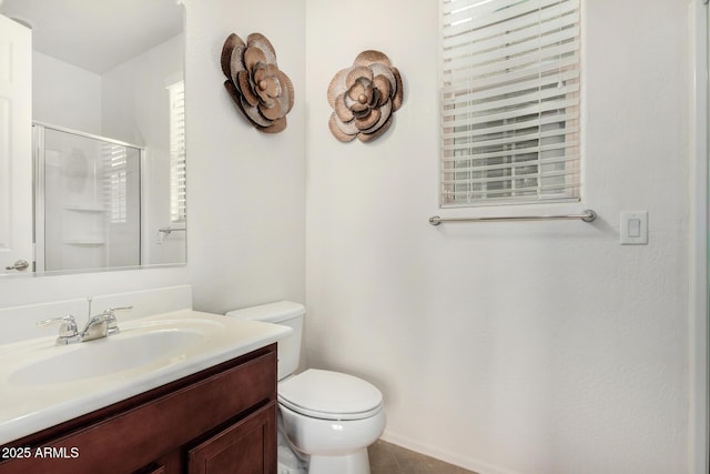 1876 E Azalea Ct, Gilbert, AZ 85298 - full bathroom featuring a shower stall, vanity, toilet, and tile patterned floors