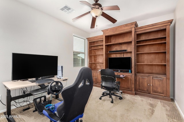 1876 E Azalea Ct, Gilbert, AZ 85298 - office with baseboards, a ceiling fan, and light carpet