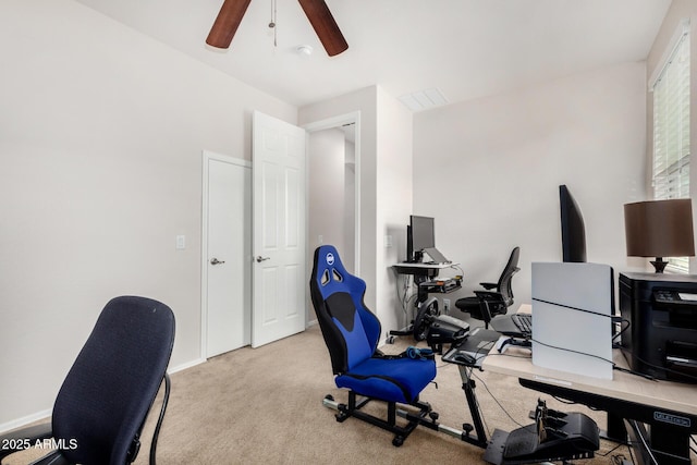 1876 E Azalea Ct, Gilbert, AZ 85298 - office featuring a ceiling fan, carpet, and baseboards