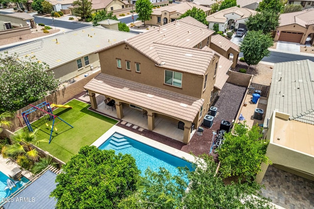 1876 E Azalea Ct, Gilbert, AZ 85298 - aerial view of residential area with a pool